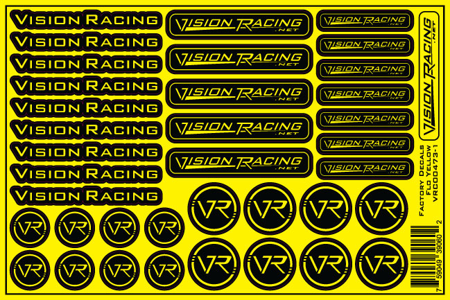 Vision Racing Factory Decal Sheet Flo Yellow