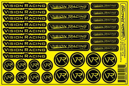 Vision Racing Factory Decal Sheet Flo Yellow
